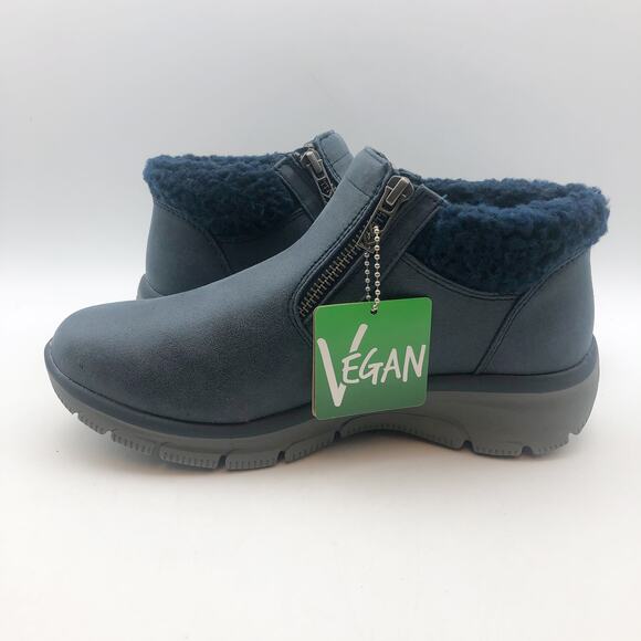Skechers Women Easy Going Ankle Boots US 7.5 Navy Blue Water Repellent Lined NIB - Picture 6 of 11